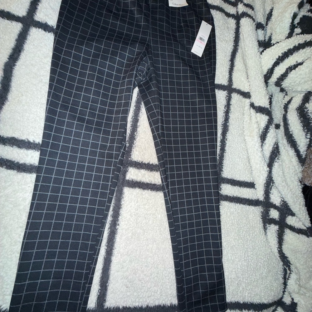 Calvin Klein Black Leggings with White Windowpane Grid
